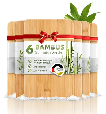 Productafbeelding van Succesvolle bamboe snijplanken, set van 6 - ook ideaal als ontbijtbordjes