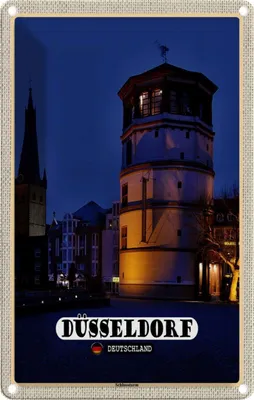 Produktbild von vianmo Blechschild 30x20 cm Düsseldorf Schlossturm Baukunst Bildmotiv Reisemotiv Abenteuer Reisen Urlaub