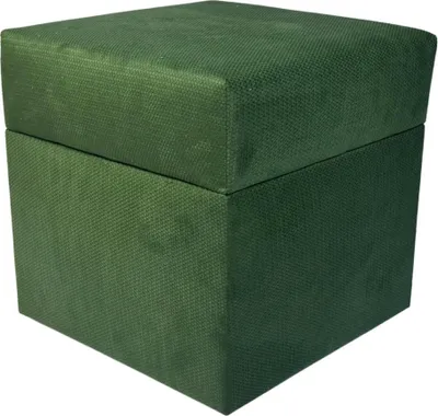 Obrázok produktu pre Velúrová stolička MAKALU 40x40 cm štvorcová s úložným priestorom - rozkladacia čalúnená stolička z plyšovej látky s lemovaním - tmavozelená