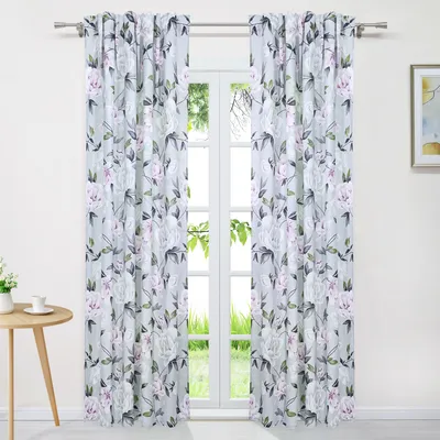 Produktbild von Joyswahl Verdunklungsvorhang Blickdicht Gardinen Thermovorhang Tunnelzug mit Blumenmuster Schlafzimmer Wohnzimmer HxB 225x135cm