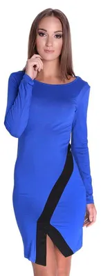 Produktbild von Damen Elegant Kleid Dress Langarm zweifarbig Onesize; S/M; Blau