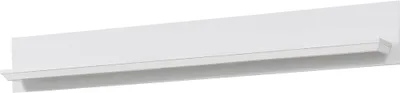 A white wall shelf is shown against a white background.