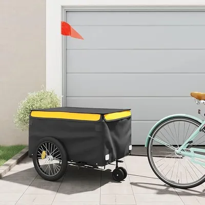 Imagen del producto de Remolque para bicicleta, color y amarillo, capacidad de 45 kg, material: hierro