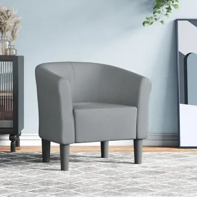 Produktbild von Hellgrauer Clubsessel aus Stoff – moderner Akzentsessel mit Polsterung und Holzgestell für Wohnzimmer, Schlafzimmer oder Büro – bequemer Cocktailsessel und Loungesessel – 70 x 56 x 68 cm