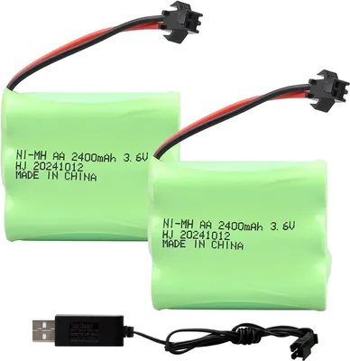 Image de YUNIQUE GREEN-CLEAN-POWER - Batterie NiMH 3,6 V 2 400 mAh AA SM-2P, lot de 2, pour voitures RC, camions, engins de chantier, jouets, éclairage, rechargeable