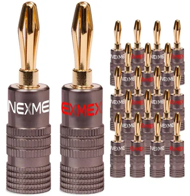 Produktbild von 20x Bananenstecker NEXMEX Ultimate 24K vergoldet High End Stecker Kabel bis 6mm²