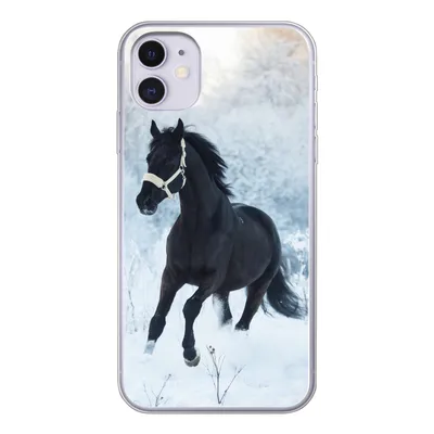 Produktbild von MuchoWow® Handyhülle Schutzhülle Hülle für iPhone 11 Pferd - Schnee - Wald Silikon Softcase Handy Hülle - Handytasche