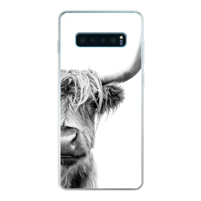 Produktbild von MuchoWow® Handyhülle Schutzhülle Hülle für Samsung Galaxy S10 Plus Schottischer Highlander - Tiere - Schwarz - Weiß Silikon Softcase Handy Hülle - Schutzhülle