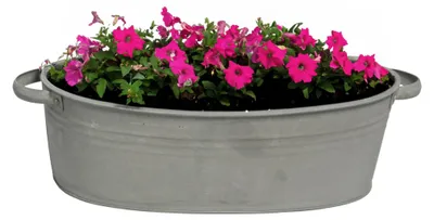 Produktbild von Mega Collections Teil/Pflanztopf Farmer - oval - Zink - dunkelgrau - 29 x D21 X 12.5 cm