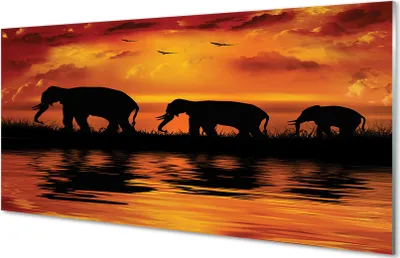 Produktbild von Glasbilder 120x60 Wandkunst West Lake Elefanten