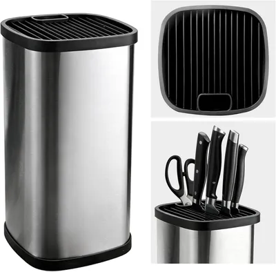 Immagine prodotto di Blocco portacoltelli senza coltelli, in acciaio inossidabile, grande, universale, per coltelli da cucina