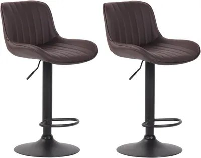 Image de ensemble de 2 tabourets de bar - tabourets hauts - similicuir facile d'entretien | Couleur : brun | Couleur de base : noir