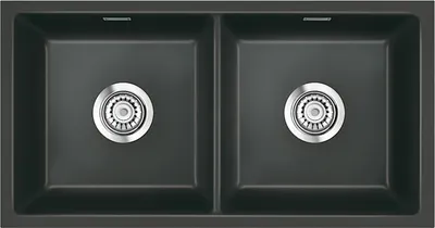 Produktbild von Flächenbündige Spüle MERA TWIN F/o in SCHIEFER mit Excenterbedienung / Keramikspüle