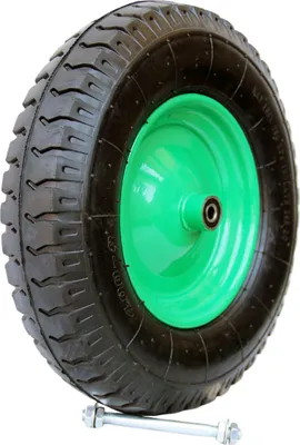 Produktbild von BKshop | Schubkarrenrad 4.00-8 - Vollgummi - Luftrad - 4PR - Ideal für Gartenarbeiten - Schubkarrenreifen - Rad für Schubkarre - mit Achse Ø12