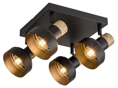 Image de Rabalux 73058 Spots lampes Saskia E14 4x MAX 15 métal métal/ bois noir
