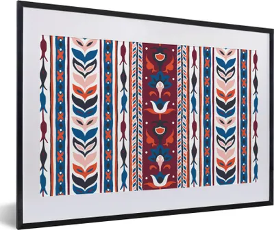 Produktbild von MuchoWow® Gerahmtes Poster Blumen - Muster - Pflanzen - Abstrakt - Minimalismus 60x40 cm - Poster mit Schwarzem Bilderrahmen Wandposter Rahmen Foto Bilder - Schlafzimmer - Plakat in Rahmen - Drucken