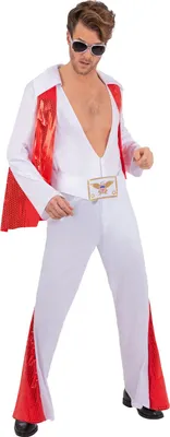 Productafbeelding van Elvis - Herenjumpsuit, kostuum SM3446 (maat L) (rood/wit)