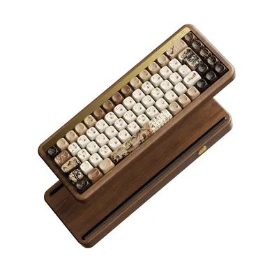 Produktbild von AKKO MU01 Joy of Life Gaming Tastatur RGB - Walnuss Gehäuse Cilantro - Tastatur