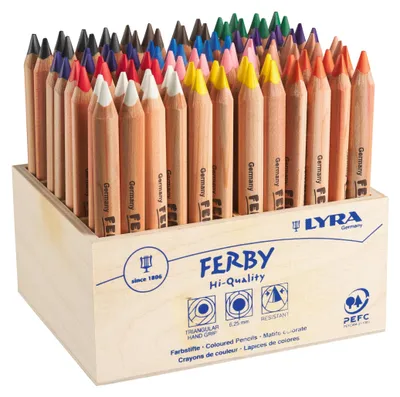 Produktbild von LYRA YRA Ferby Dreikantstifte unlackiert Schulpack 96 sortierte Farben