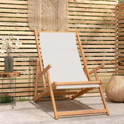 Immagine prodotto di The Living Store Sedia da spiaggia pieghevole in legno massello di teak crema