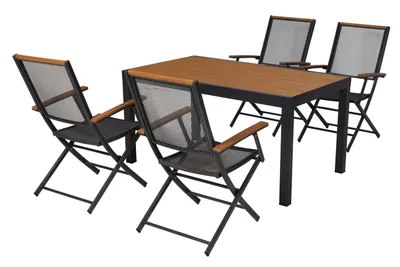 Produktbild von Merxx Gartenmöbel Set Itanos 5tlg., 4 Klappsessel, Tisch 150 x 90 cm-Aluminium/Kunststoff