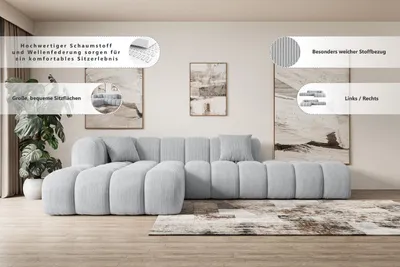 Produktbild von ALTDECOR Ecksofa in L-Form OLEA-L2 - 289x176x71 cm Hellgrau - Corner Sofa Bett Eckcouch Couch Wohnlandschaft Cauchsofa