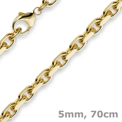 Produktbild von 5mm Kette Collier Ankerkette aus 750 Gold Gelbgold 70cm Herren Goldkette