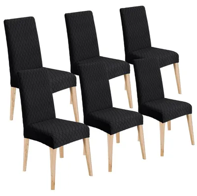 Immagine prodotto di Copri sedie, set da 6, universali per sedie da pranzo, sfoderabili e lavabili, colore nero
