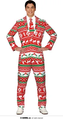 Produktbild von Weihnachtlicher Partyanzug für Herren rot-grün