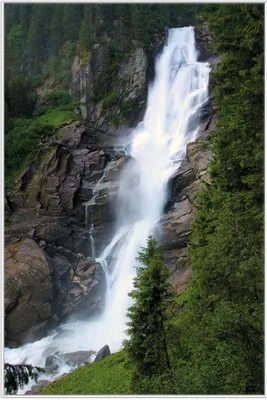 Produktbild von Wallario Wandbild Wasserfall, Größe: 61 x 91,50 cm, Poster mit weißem Aluminiumrahmen