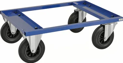 Produktbild von Kongamek Palettenwagen in blau 270mm hoch mit Bremse für Halbpaletten 800x600mm