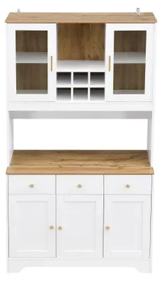 Obrázek produktu pro Komoda – Vysoká skříň – 94,5 × 30 × 175,5 cm – 5 dveří – 3 zásuvky – Otevřené police – Bílá – MDF