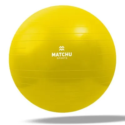 Produktbild von Matchu Sports Gymnastikball (45 cm Gelb Anti-Burst) mit Luftpumpe, Sitzball Büro, Yogaball, Fitnesball, Pilatesball, Pezziball, Sport Ball