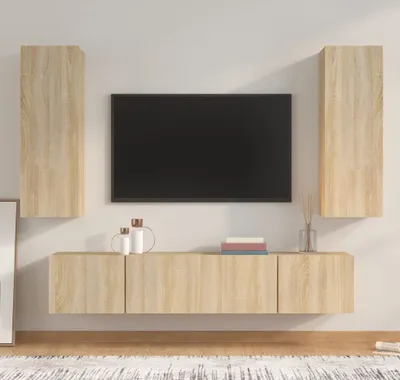 Produktbild von The Living Store 4-tlg. TV-Schrank-Set Sonoma-Eiche Holzwerkstoff