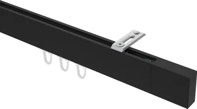 Produktbild von Interdeco Innenlaufstange / Gardinenstange mit Innenlauf Schwarz, Typ Smartline Lox (Quader) Deckenmontage, 14x35 mm 1-läufig, 120 cm