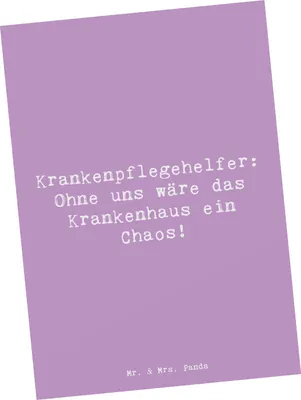 Produktbild von Mr. & Mrs. Panda Grußkarte Spruch Krankenpflegehelfer Chaos - Lavendeltraum - Geschenk, Berufspassion, Fotokarte, Postkarte, Ansichtskarte, Postkarten, Berufsgestaltung