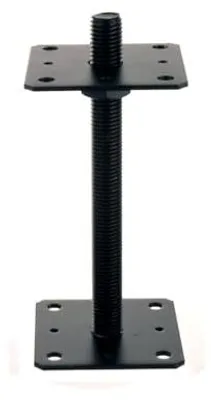 Produktbild von Aqbau® Pfostenträger 110 x 110 mm Schwarz Stützenfuss höhenverstellbar Pfostenträger verstellbar Pfostenträger Bodenfuß Betonfuß Zum Aufschrauben
