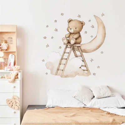 Obrázek produktu pro Sipo Nástěnné samolepky do dětského pokoje, Teddy bear on a ladder