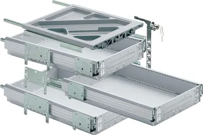 Produktbild von Hettich Container-Set mit Vollauszügen, Aluminium Optik, 530 mm