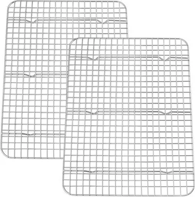 Image de Lot de grilles de cuisson en acier inoxydable, rectangulaires, 39 x 28,7 cm, lavables au lave-vaisselle
