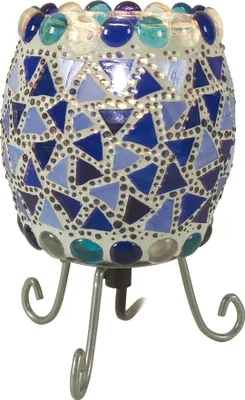 Produktbild von Näve Leuchten Tischleuchte MOSAIK mit E14 Tischleuchte MOSAIK mit E14 Tischleuchten - Mosaik-Tischleuchte, Tischlampe aus Metall und Glas in rot, 17 cm hoch, Ø 11 cm, E14-Fassung – Schnurschalter