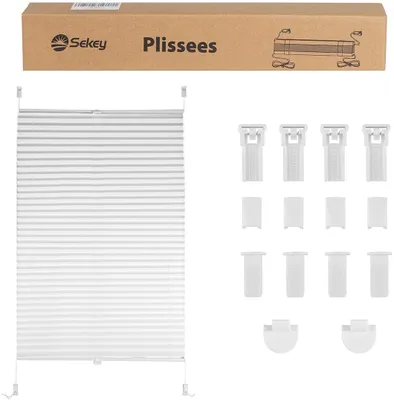 Produktbild von Plissee Klemmfix ohne Bohren 50x100cm Weiß Sonnenschutzrollo Verspannt Blickdicht Lichtschutz Faltrollo Jalousie Rollos für Fenster und Tür