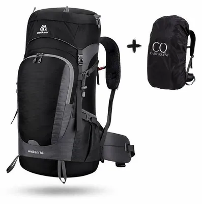 Productafbeelding van CarryQuest® - Trekrugzak 65L, nylon, waterdicht, met regenhoes, zwart