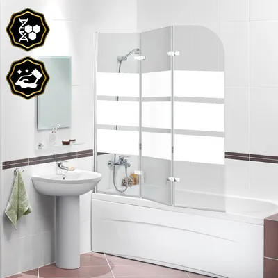 Produktbild von Jopassy Badewannenaufsatz Faltwand Badewanne Duschabtrennung Duschwand aus 6mm NANO einfach-Reinigung Beschichtung 181° ESG Klar Glas 3-teilig faltbar 120*140CM weiß