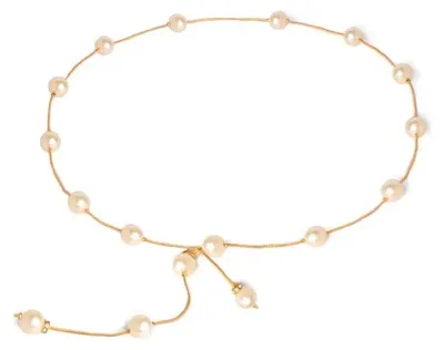 Zdjęcie produktu dla Pasek damski z kółeczkami i perłami, regulowany, elastyczny, elegancki, idealny na wesele