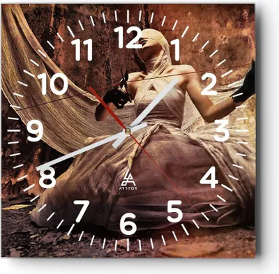 Produktbild von Wanduhr - Quadrat - Glasuhr - Bandage Künstler String - 30x30cm - Schleichendes Uhrwerk - Lautlos - zum Aufhängen bereit - Dekoration Modern - Wanddekoration aus Glas - C4AC30x30-0217