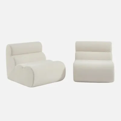 Produktbild von sweeek - 2er-Set modulare Lounge-Sessel mit strukturiertem Bouclé-Bezug - Weiß