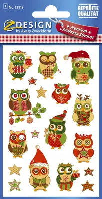 Produktbild von AVERY Zweckform ZDesign Weihnachts Sticker "Eulen" 1 Blatt à 18 Sticker