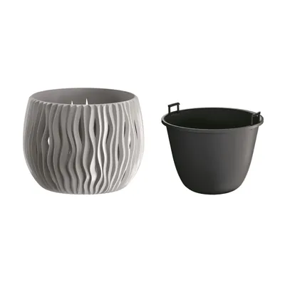 Productafbeelding van Bloempot SANDY BOWL met een diameter van 18 cm - kleur: grijzen steen