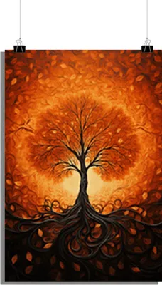 Produktbild von Lebensbaum Poster - Herbstposter - Abstraktes Poster - Kunstposter - Stilvolles Poster - 51x71cm - Perfekt zum Einrahmen